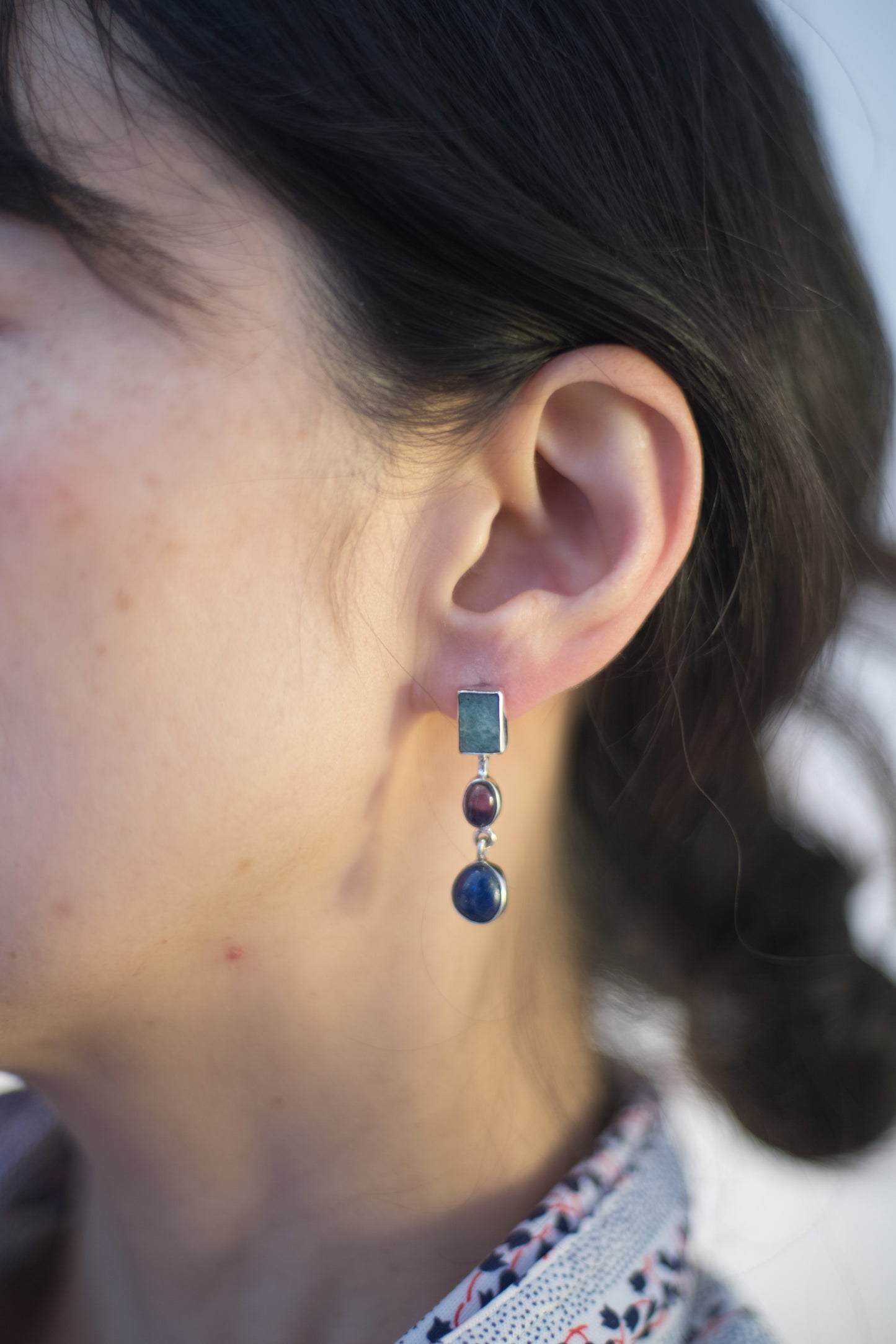 Asymmetric Stones Ohrstecker 3 Steine