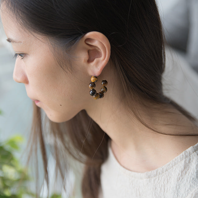 Tiger Eye Chunky Hoops