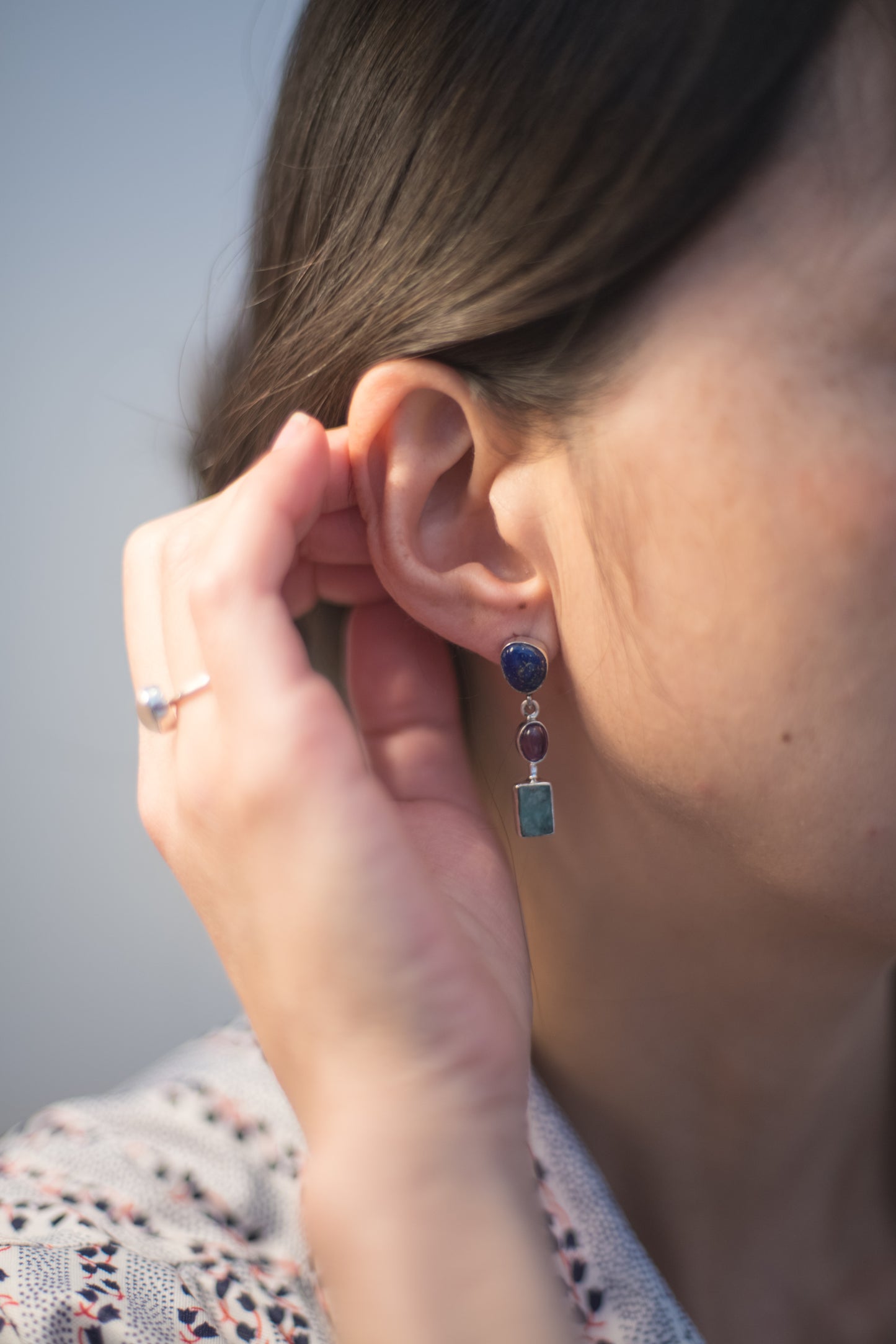 Asymmetric Stones Ohrstecker 3 Steine