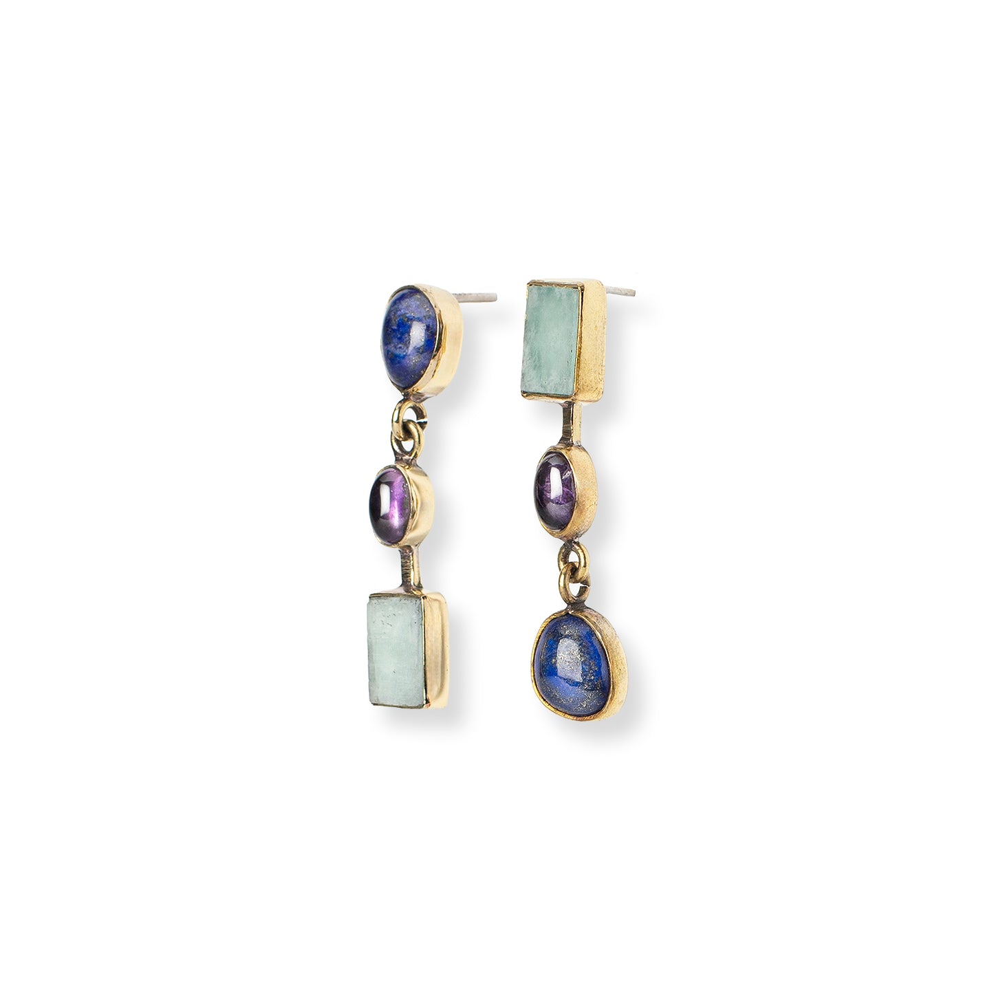 Asymmetric Stones Ohrstecker 3 Steine