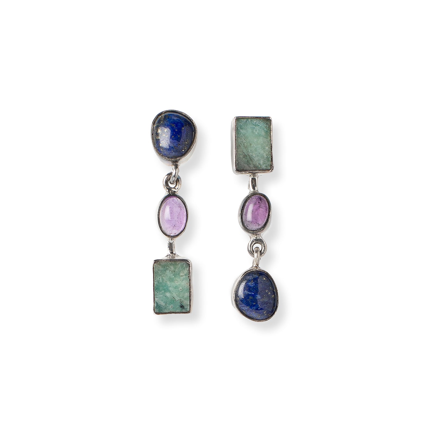 Asymmetric Stones Ohrstecker 3 Steine