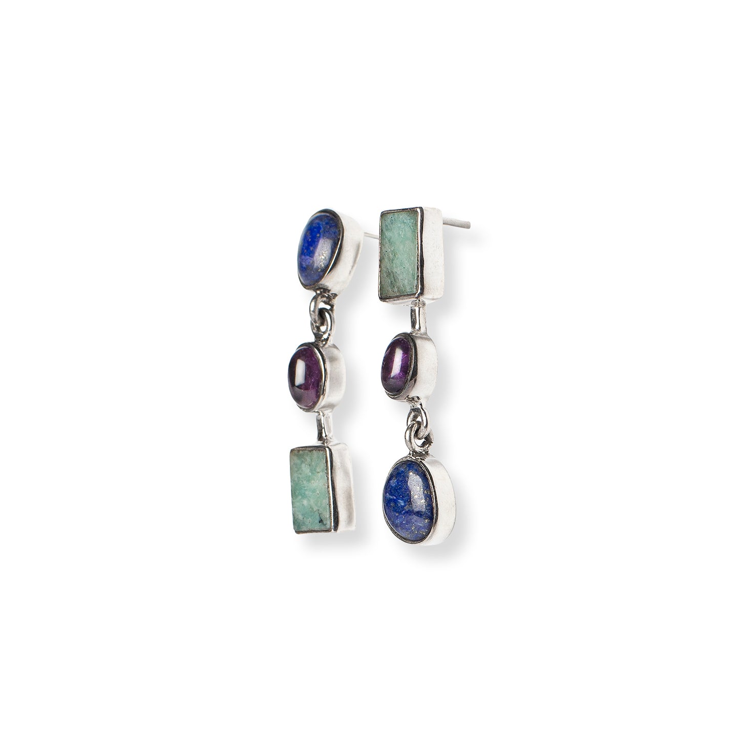 Asymmetric Stones Ohrstecker 3 Steine