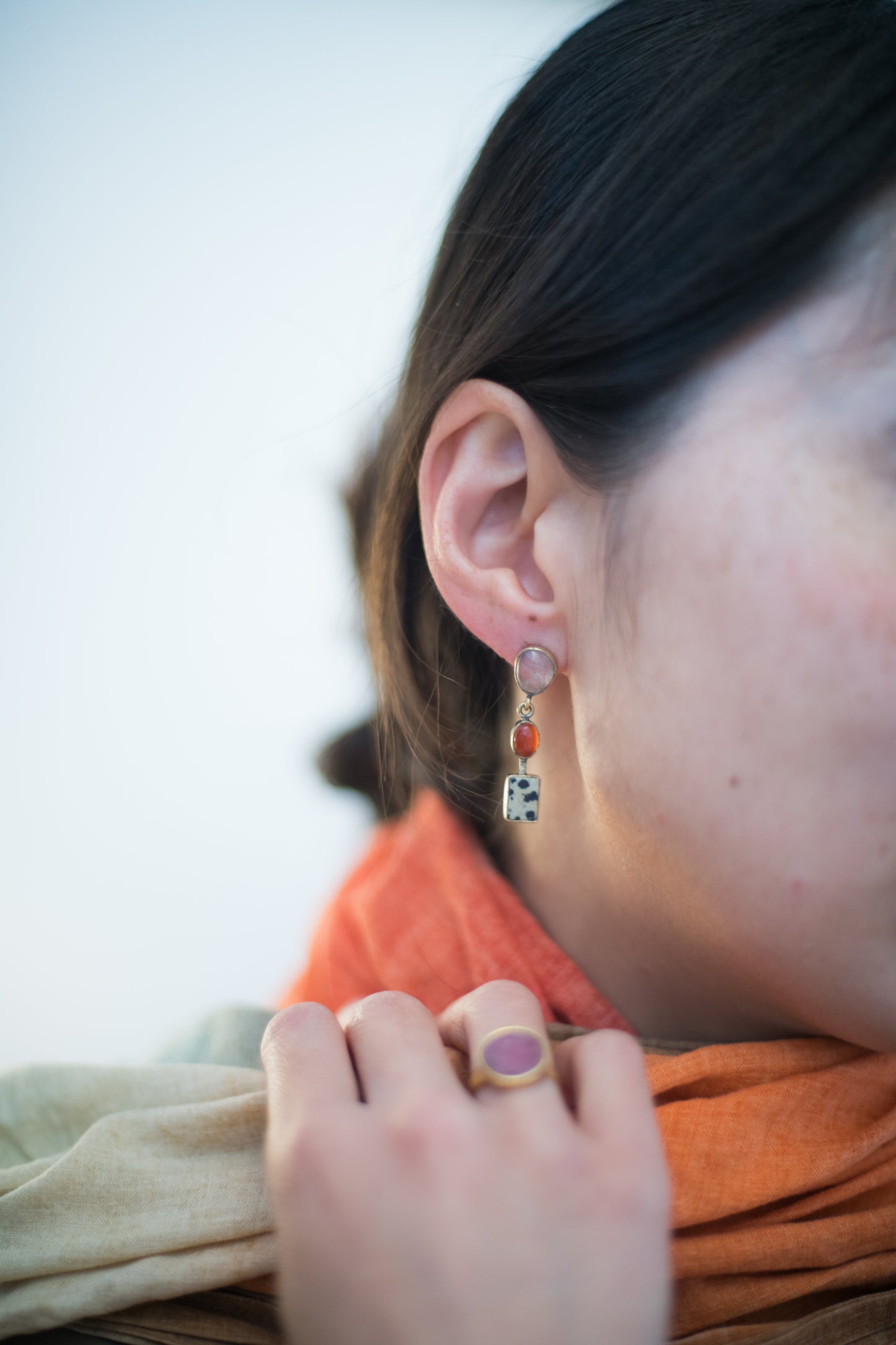 Asymmetric Stones Ohrstecker 3 Steine