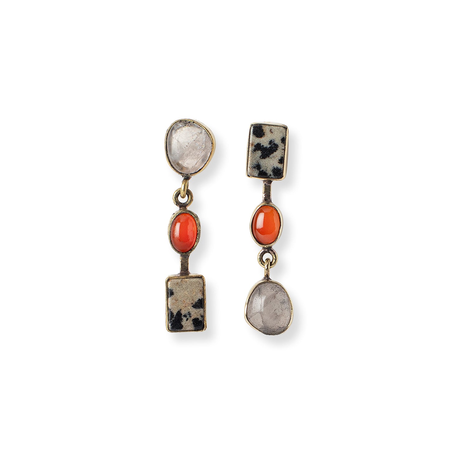 Asymmetric Stones Ohrstecker 3 Steine