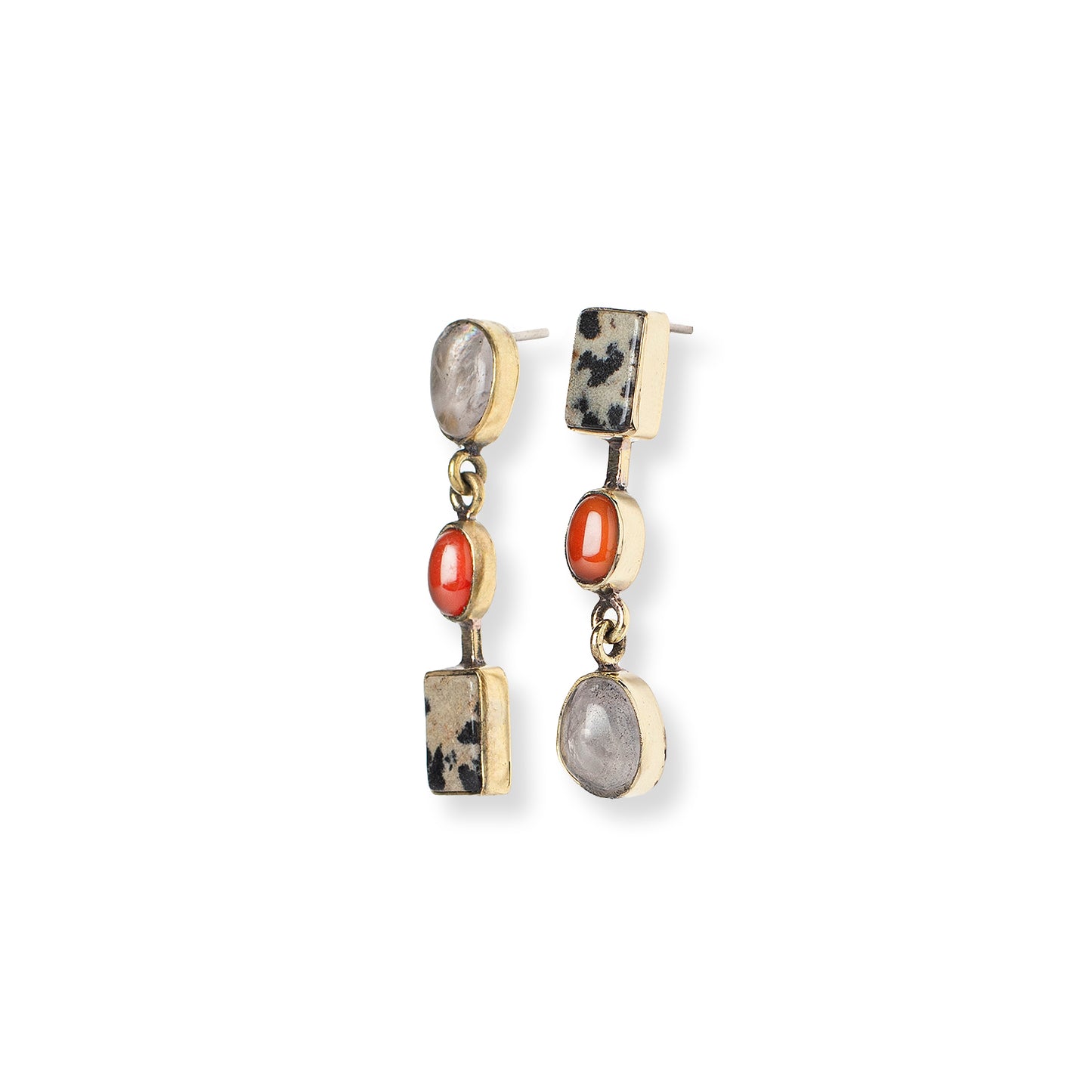 Asymmetric Stones Ohrstecker 3 Steine