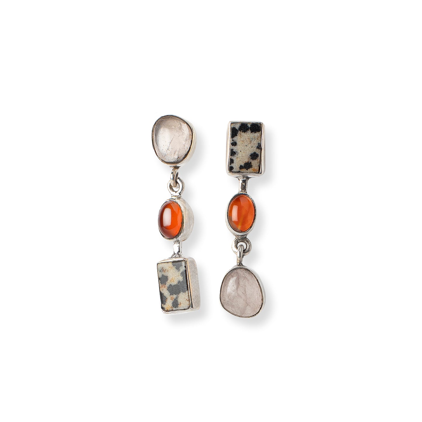 Asymmetric Stones Ohrstecker 3 Steine