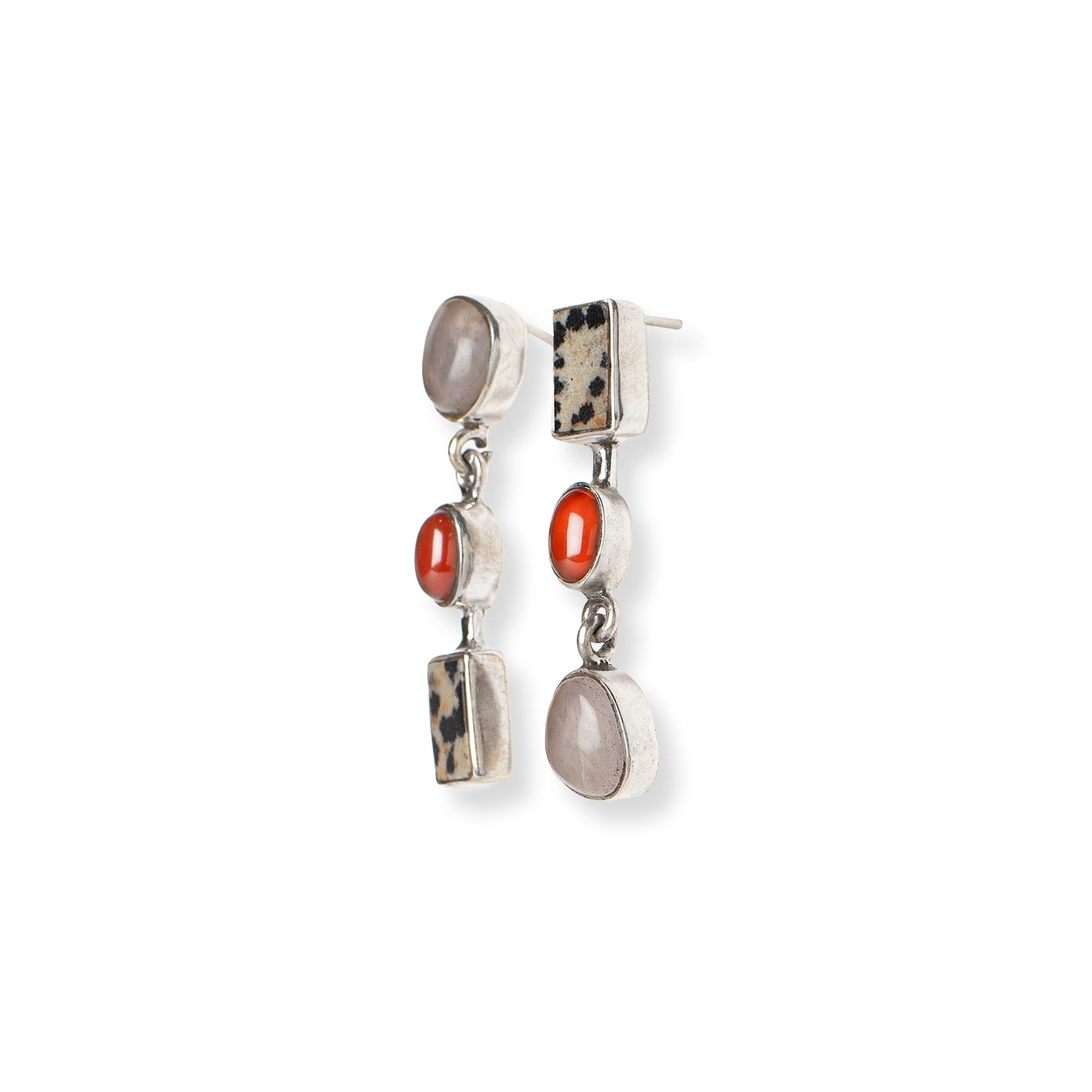 Asymmetric Stones Ohrstecker 3 Steine