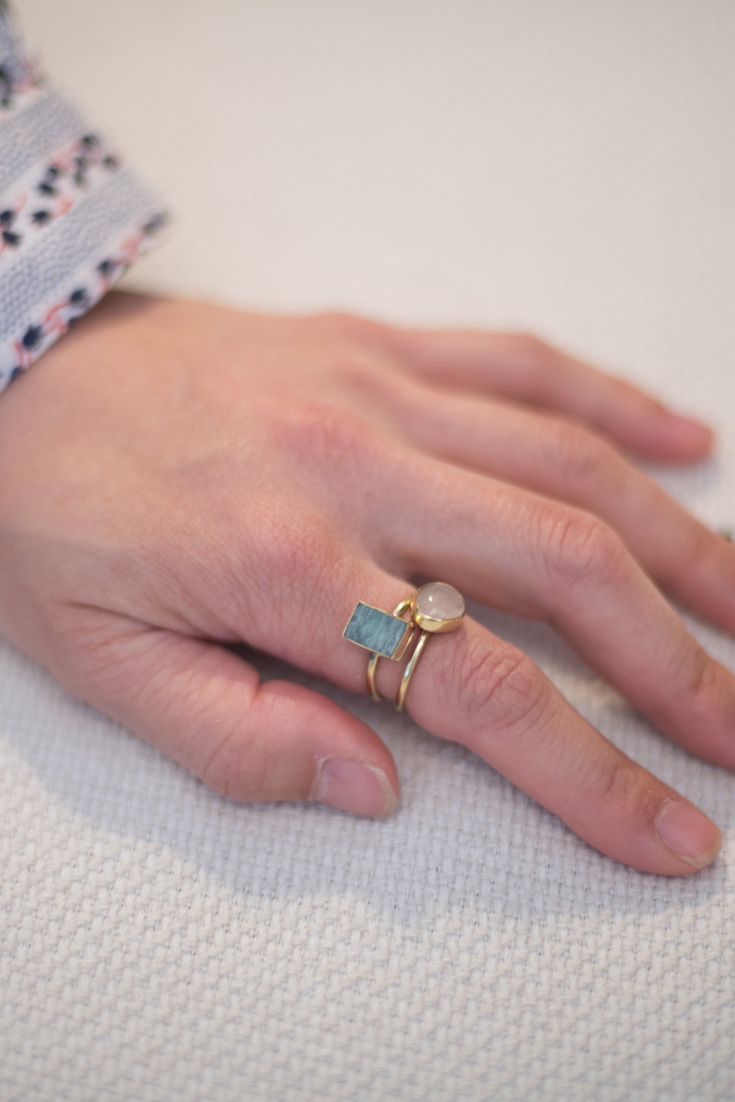 Asymmetric Stones Cabochon Ring