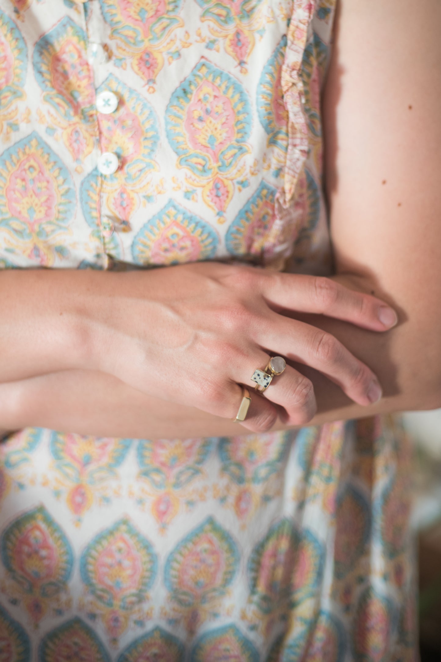 Asymmetric Stones Square Ring