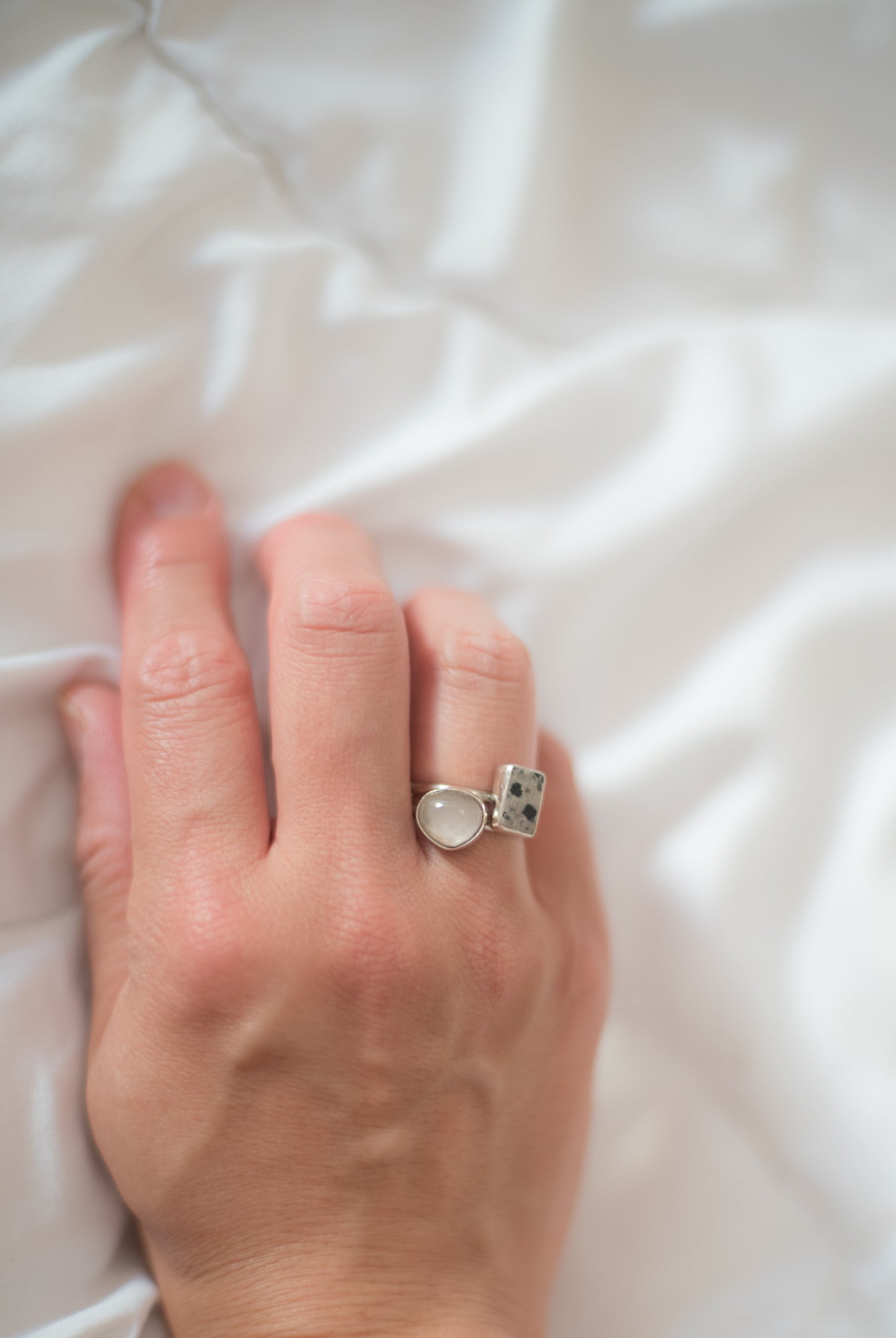 Asymmetric Stones Cabochon Ring