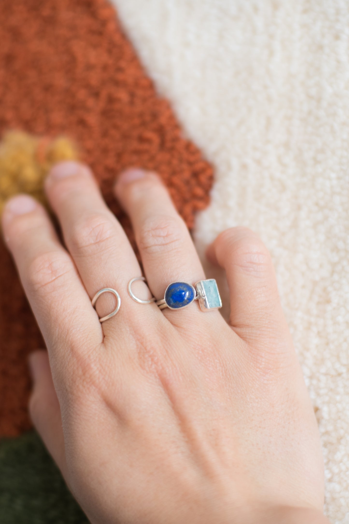 Asymmetric Stones Square Ring