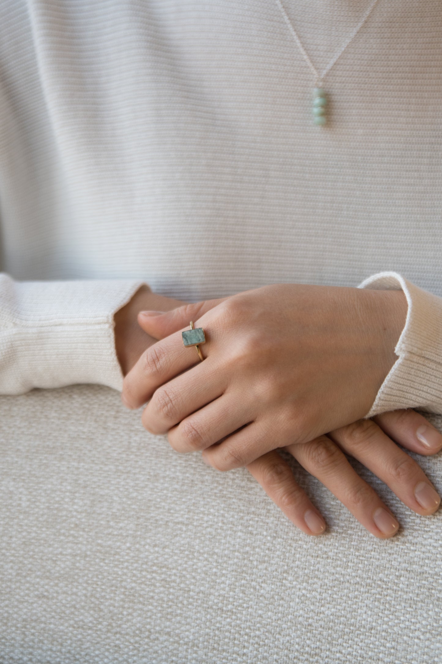 Asymmetric Stones Square Ring