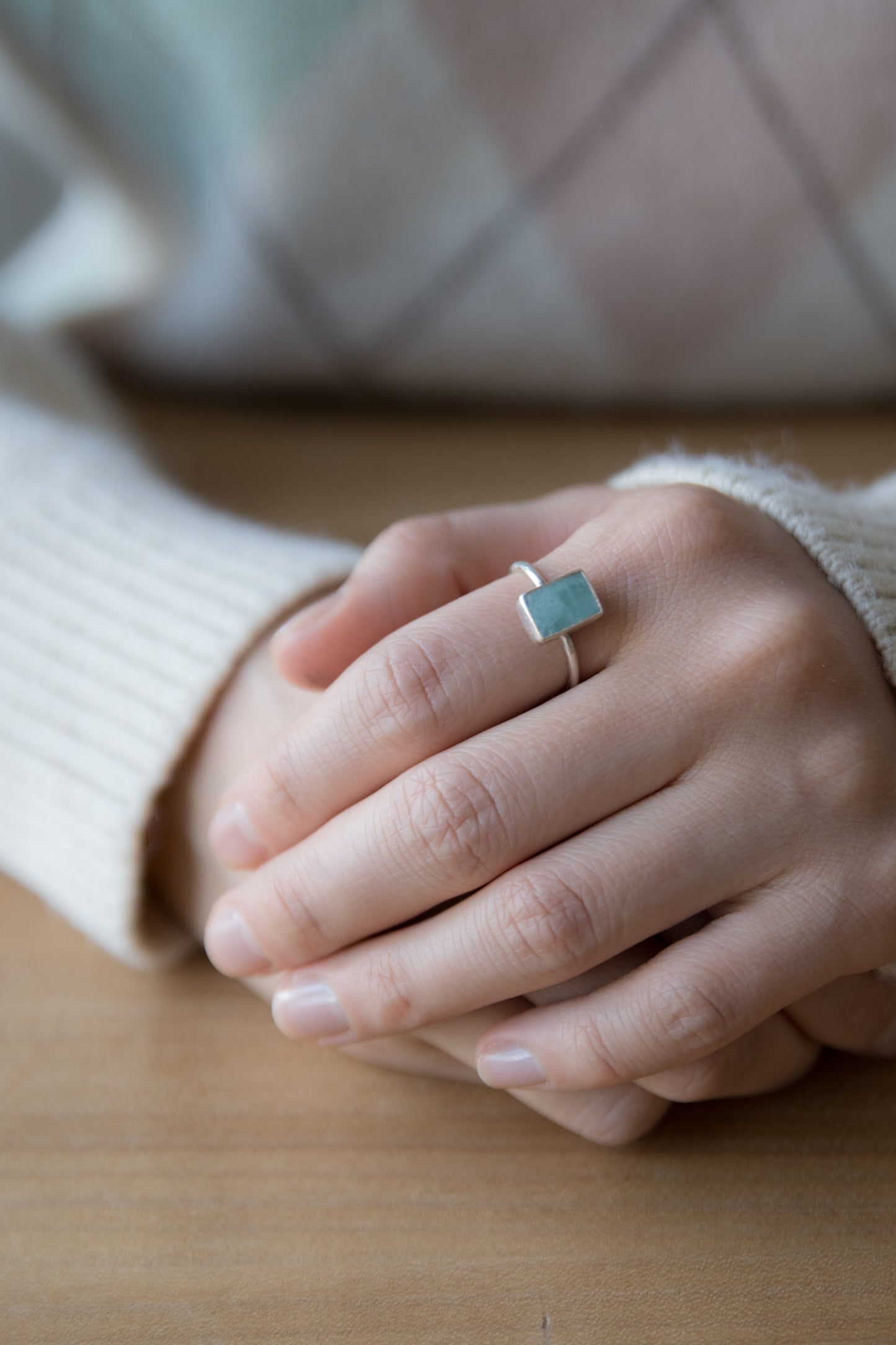 Asymmetric Stones Square Ring
